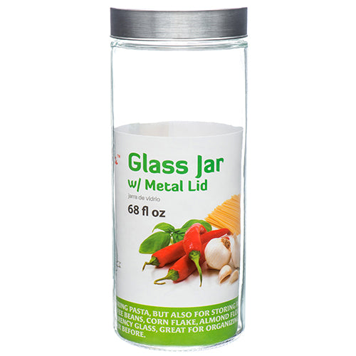 glass jar 68oz w metal lid clear 5364-8 -- 12 per case