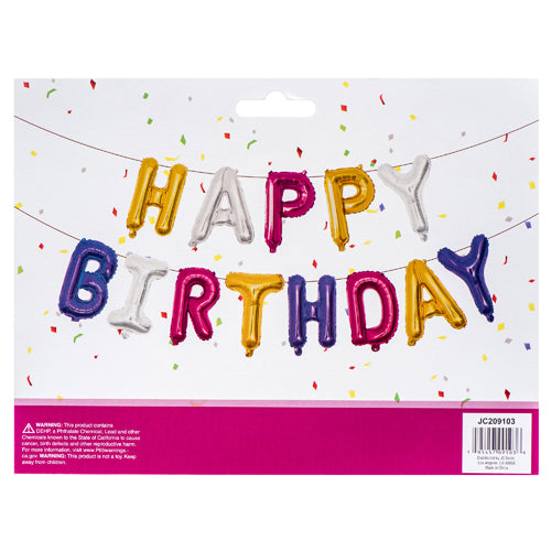 happy birthday foil letter balloons - - asst colors  -- 24 per box