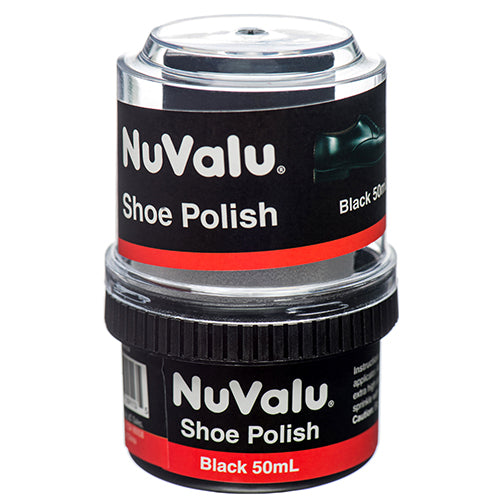 nuvalu shoe shine polish paste - black - 50ml -   -- 6 per box