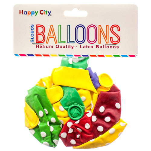 globos balloons polka dots assorted color  -- 12 per box