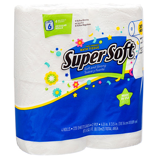 super soft bath tissue - 4pk 225 sheet 2 ply -- 24 per case