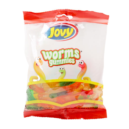 jovy gummy worms - 6 oz -  -- 24 per case