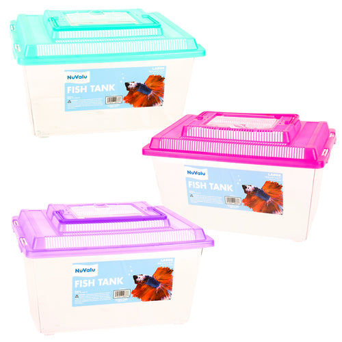 nuvalu plastic fish tanks - rectangle large - assorted colors -- 12 per case