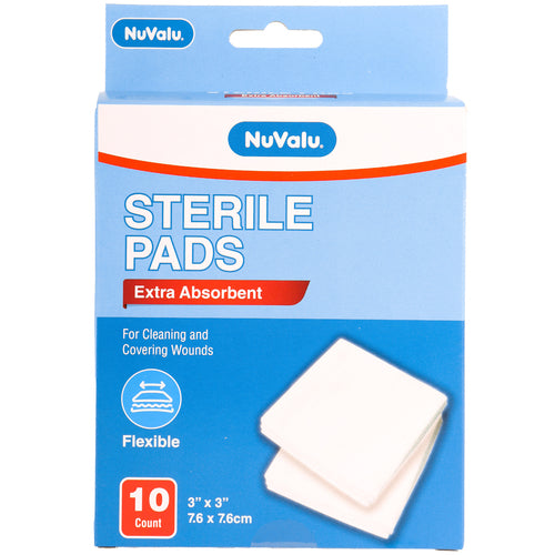 nuvalu gauze pads - 3in x 3in - 10pc sterile -- 24 per case