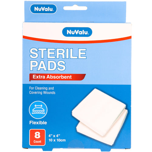 nuvalu gauze pads 4in x 4in - 8pc sterile -  -- 24 per case