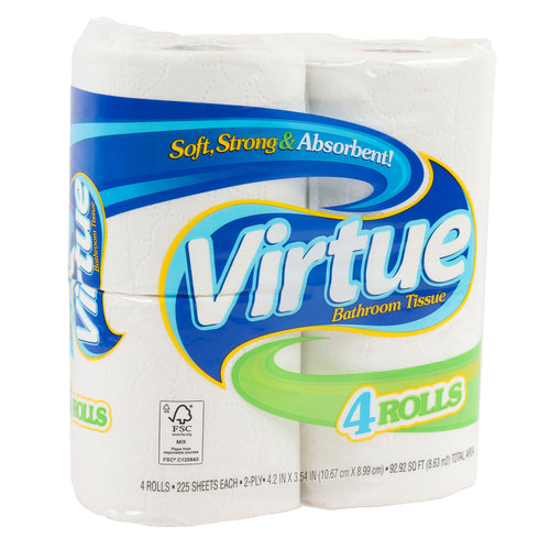 virtue bath tissue 4pk 225ct regular -- 12 per case