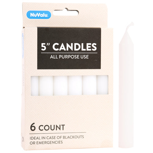 nuvalu all purpose candles 5 in - white -- 48 per case