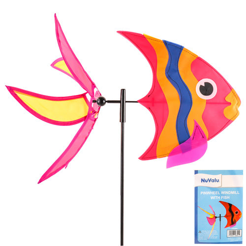 nuvalu garden deco pinwheel windmill fish  -- 12 per box