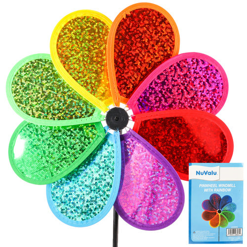 nuvalu garden deco pinwheel windmills - rainbow -- 12 per box