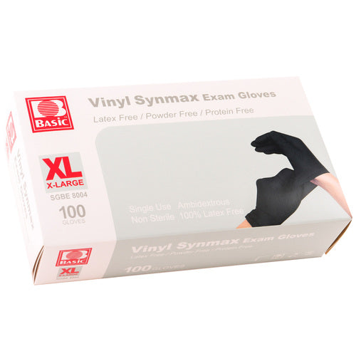 medical grade vinyl gloves black x-large - 10 pack -- 10 per case