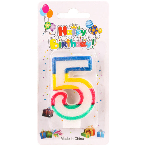 number 5 birthday candles  - party supplies -- 12 per box