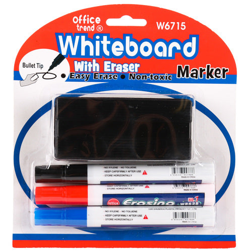 whiteboard markers & erasers -   -- 12 per box