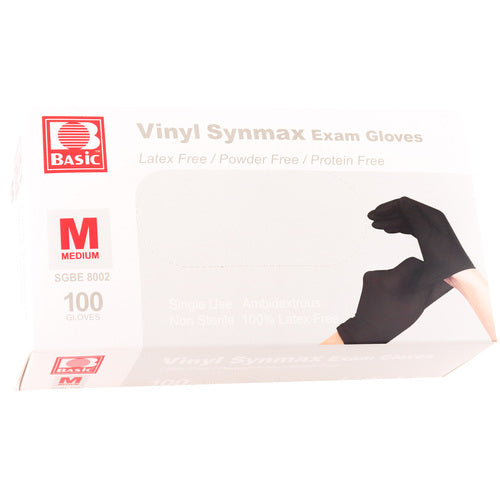 medical grade vinyl gloves - black -  -- 10 per case