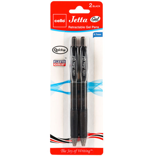 cello jetta gel pens - black -- 12 per box