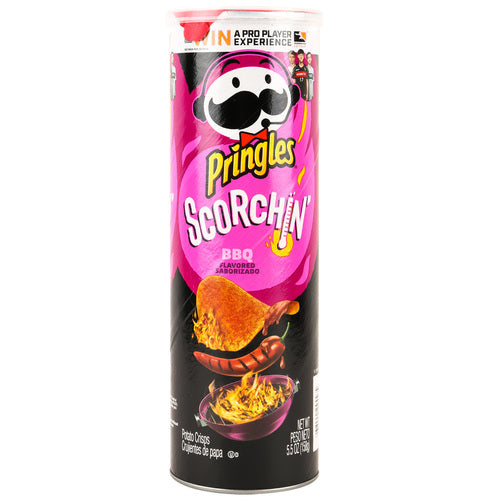 pringles scorchin' bbq crisps -- 14 per case