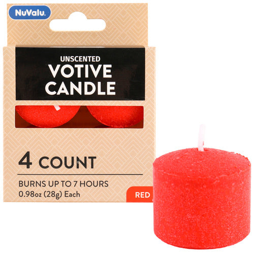 nuvalu red votive candles - 4ct -- 24 per case