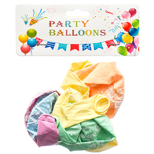 happy birthday balloons - pastel colors  -- 12 per box