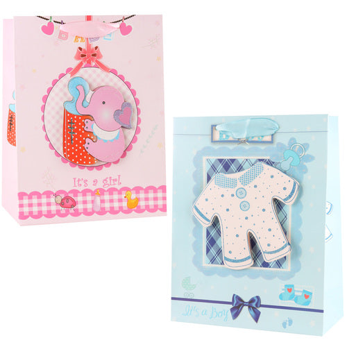 baby shower gift bags - small - assorted designs  -- 12 per box