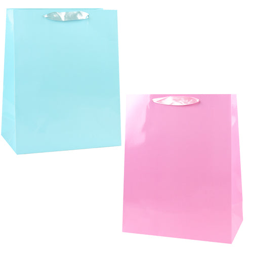 bulk gift bags - plain assorted colors  -- 12 per box