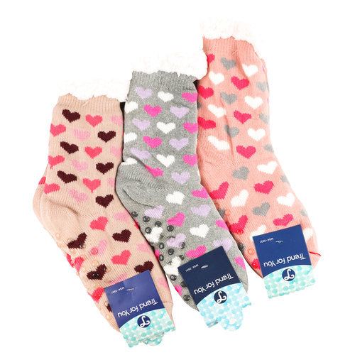 women's thermal socks - heart design - 180 pack -- 12 per box