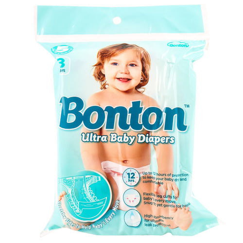 bonton diaper 3ct #5 - baby products -- 24 per case