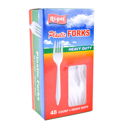 ri-pac heavy duty plastic forks - 48pk -- 24 per case