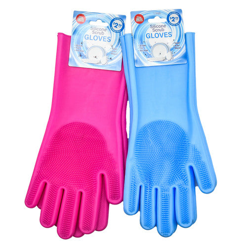 kitchen gloves with silicone scrub - assorted colors -- 24 per case