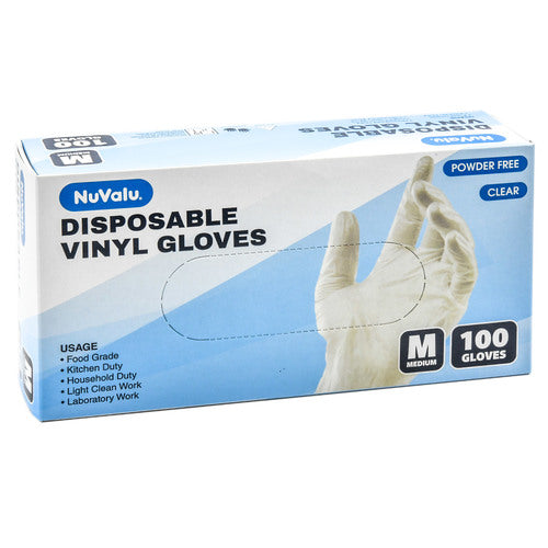 nuvalu disposable vinyl gloves 100ct size m  -- 10 per case