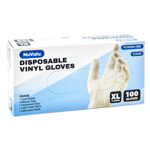 nuvalu vinyl disposable gloves - 100ct size xl -- 10 per case