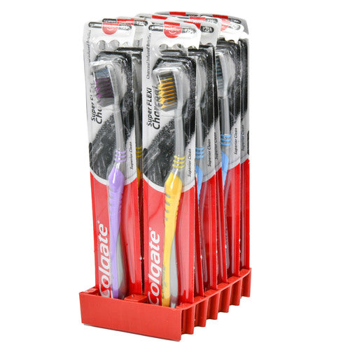 colgate toothbrush super flexi charcoal medium -- 12 per box