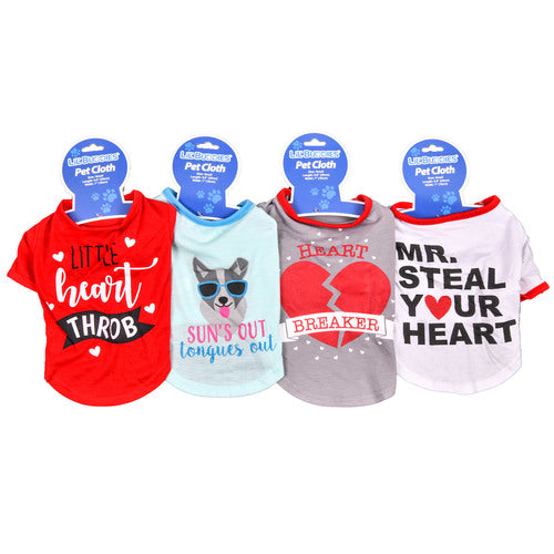 lil buddies pet clothes - shirt w/sleeve design - assorted sizes  -- 12 per box