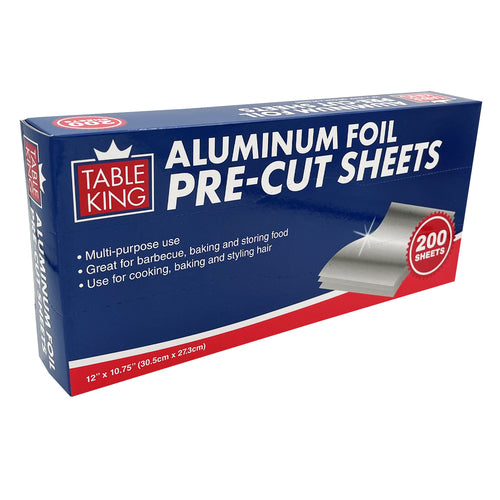 table king aluminum foil pre-cut sheets - 200ct ultra duty  -- 12 per case