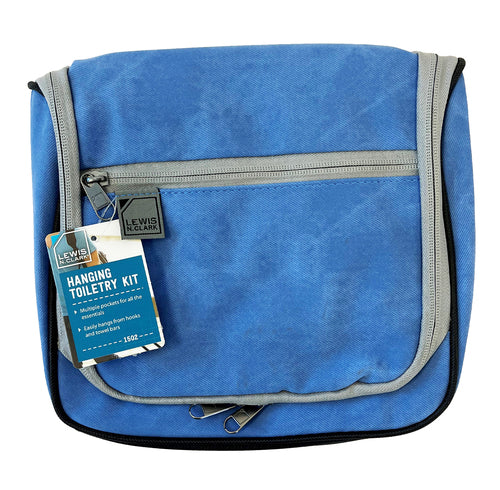 brushed twill hanging toiletry kit - blue -- 48 per case