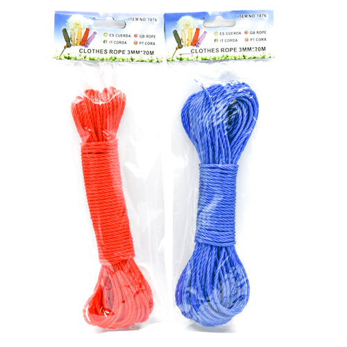 3mm*20m rope clothes - assorted colors  -- 12 per box