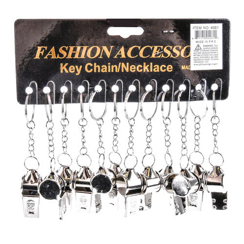 keychain with whistle - metal - bulk 600 pack -- 12 per box