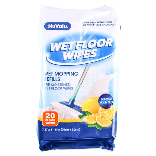 nuvalu wet floor wipes 20ct - 20x30cm - 40gms - 24 pack -- 24 per case