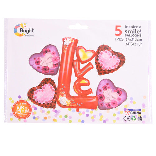 foil balloon love 5pc set -- 12 per box