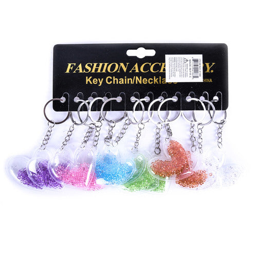 keychains with crystal design - heart shaped  -- 12 per box