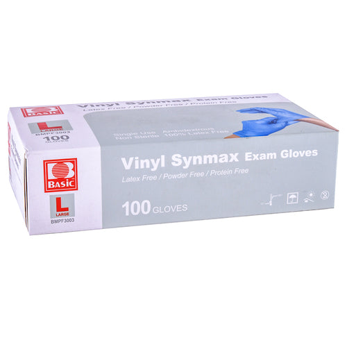 medical grade vinyl gloves blue large -- 10 per case