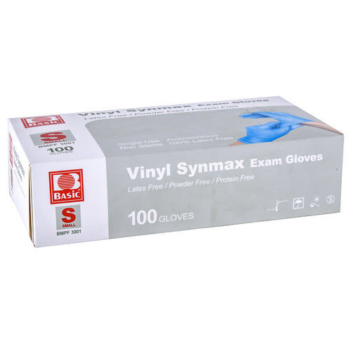 medical grade vinyl gloves - blue - small -- 10 per case