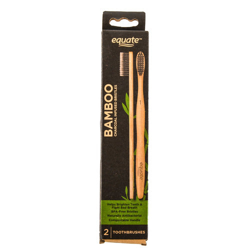 equate bamboo charcoal infused toothbrush 2 pack -- 6 per box