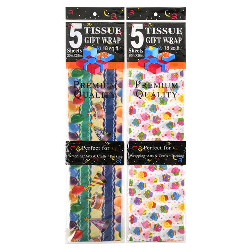 party tissue gift wrap - 5 sheets  -- 12 per box