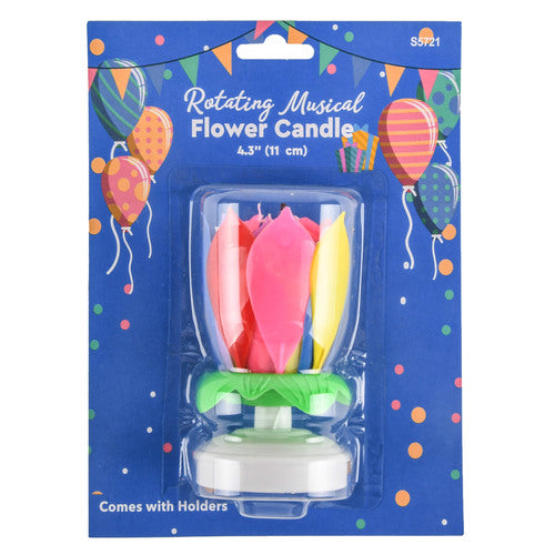 musical flower bouquet candle - party supplies -- 18 per case