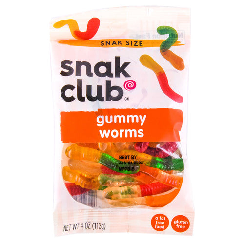 gummy worms 4 oz - snack club - -  -- 12 per case