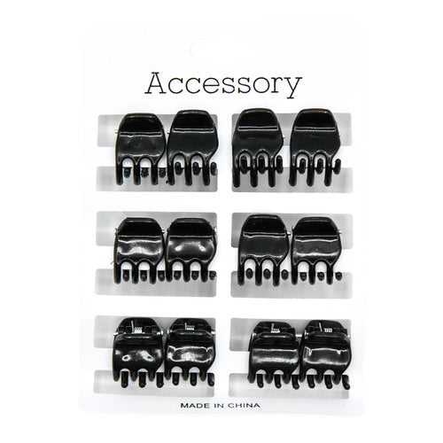 hair jaw clips - black  -- 12 per box