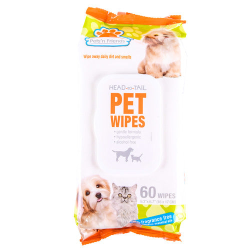 pet s n friends pet wipes - 60 count -  -- 12 per case