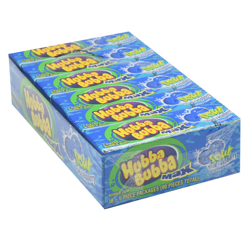 hubba bubba sour blue raspberry - 5 pack  -- 18 per box