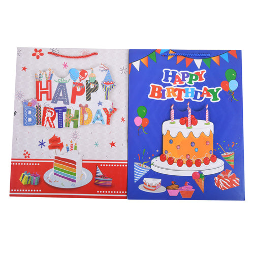 bulk birthday gift bags - assorted designs  -- 12 per box