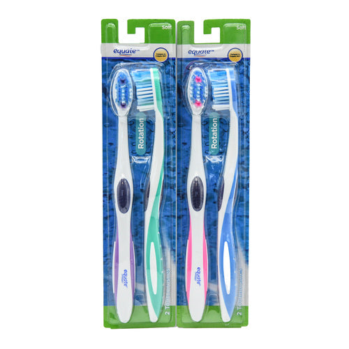 equate rotation soft toothbrushes - 2 pack -- 6 per box