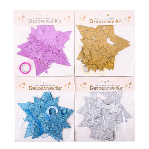 3d star shape handing strip decorating kit - 4 asst colors  -- 12 per box